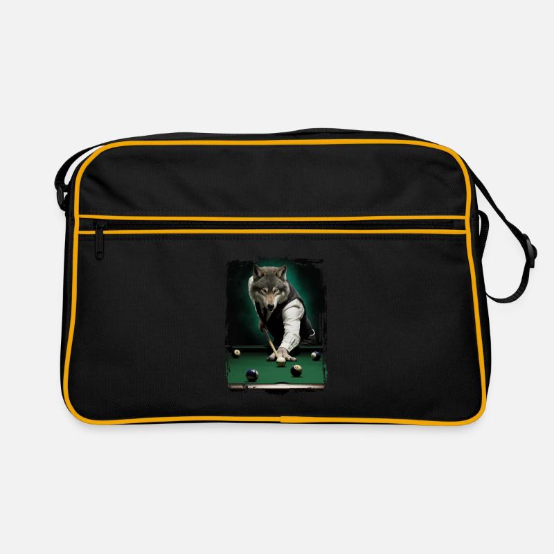 Wolf spielt Billard Geschenk Retro Tasche