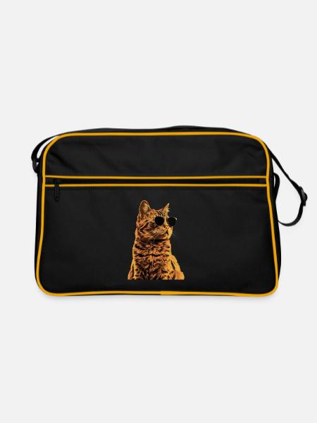 Sonnenbrille mit Somali-Katze Geschenk - Retro Tasche - Schwarz/Gold - Vorne
