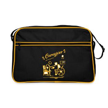 Caregiver with all my heart - Pflegerin - Retro Bag - black/gold - Front