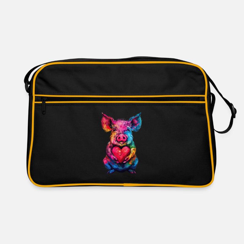 Cochon - Sac Retro - noir/or
