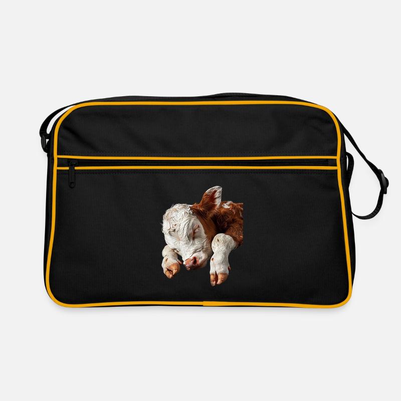 Kuh - Retro Tasche - Schwarz/Gold