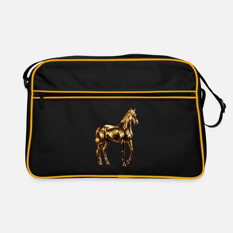 Pferd - Retro Tasche - Schwarz/Gold