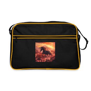 Pferd - Retro Tasche - Schwarz/Gold - Vorne