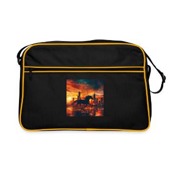 Pferd - Retro Tasche - Schwarz/Gold - Vorne