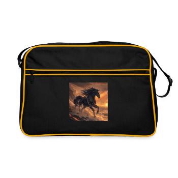 Pferd - Retro Tasche - Schwarz/Gold - Vorne