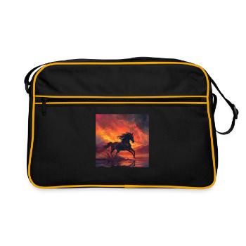 Pferd - Retro Tasche - Schwarz/Gold - Vorne