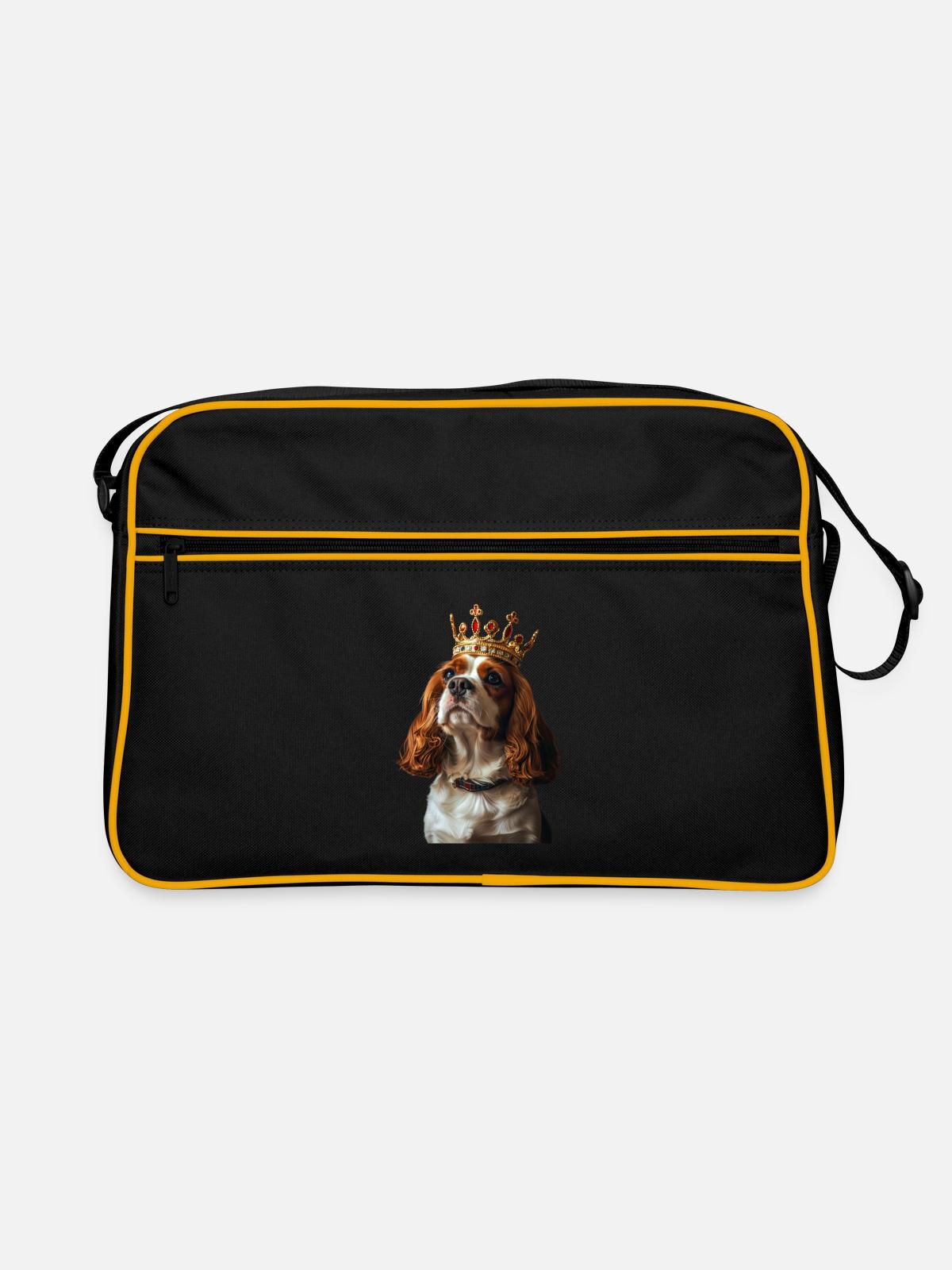 Cavalier King Charles Spaniel - Retro Bag - black/gold - Front