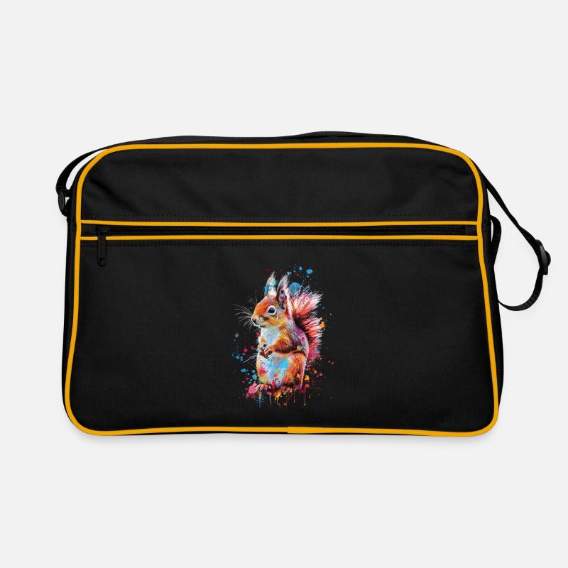 Eichhörnchen - Retro Tasche - Schwarz/Gold