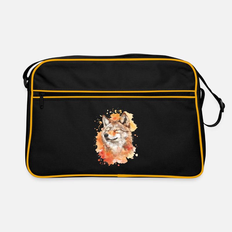 Wolf - Retro Tasche - Schwarz/Gold