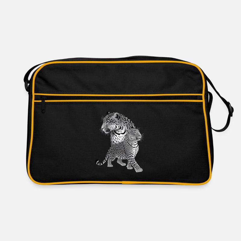 Leopard - Retro Tasche - Schwarz/Gold