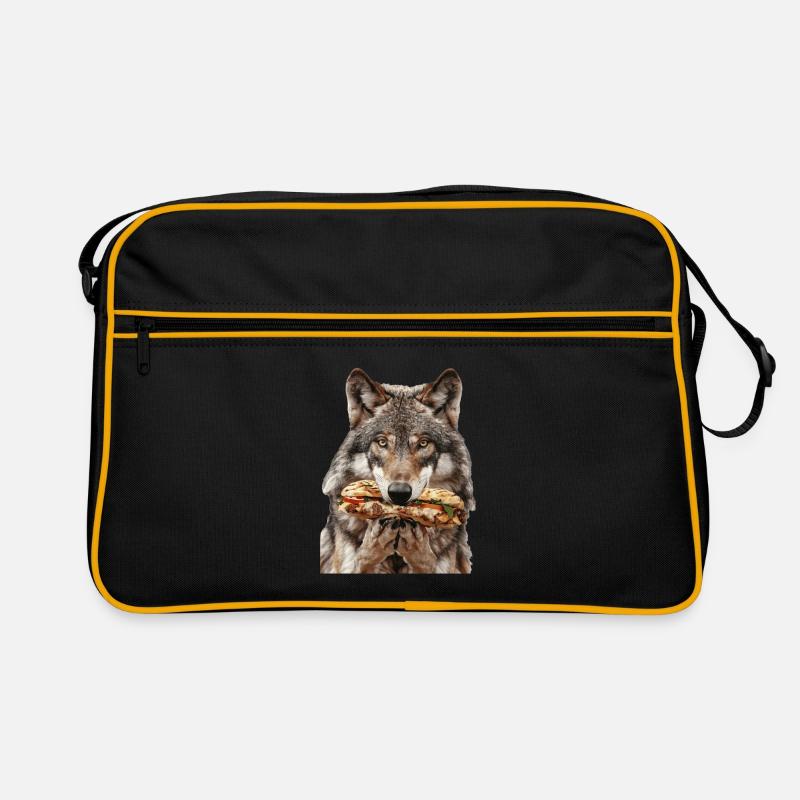 Wolf - Retro Tasche - Schwarz/Gold