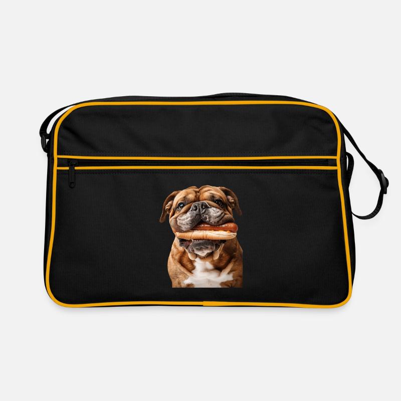 Bulldogge - Retro Tasche - Schwarz/Gold