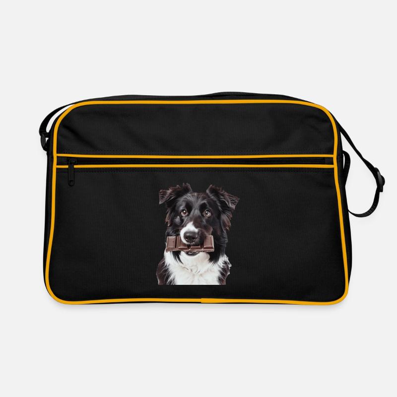 Border Collie - Retro Tasche - Schwarz/Gold
