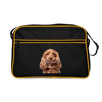 Cocker Spaniel - Retro Tasche - Schwarz/Gold - Vorne