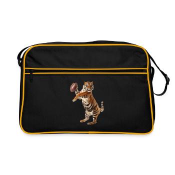 Bengalischer Tiger Fußball - Retro Tasche - Schwarz/Gold - Vorne