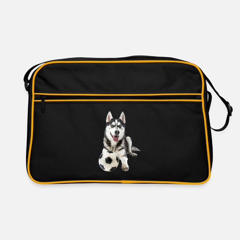 Sibirischer Husky - Retro Tasche - Schwarz/Gold