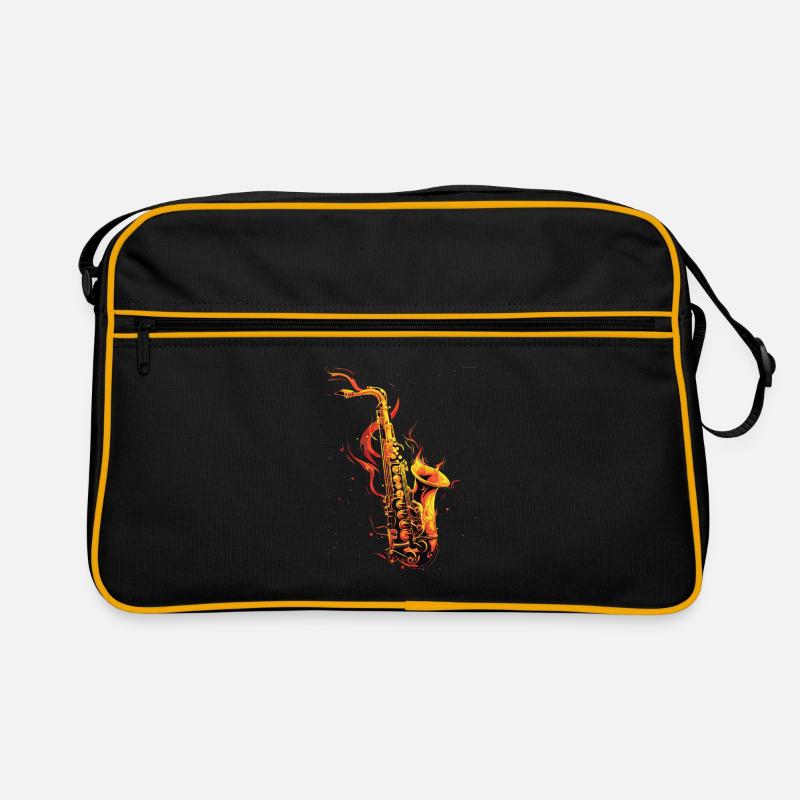 Saxophon - Retro Tasche - Schwarz/Gold