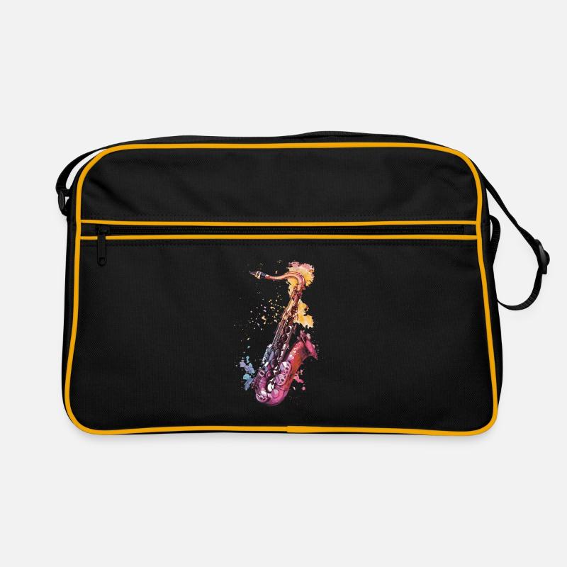 Saxophon - Retro Tasche - Schwarz/Gold