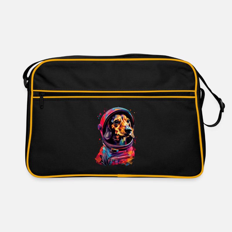 Dackel - Retro Tasche - Schwarz/Gold
