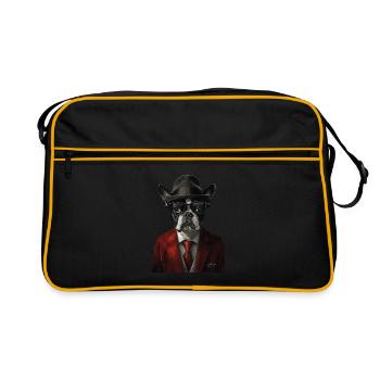 Boston Terrier - Retro Tasche - Schwarz/Gold - Vorne