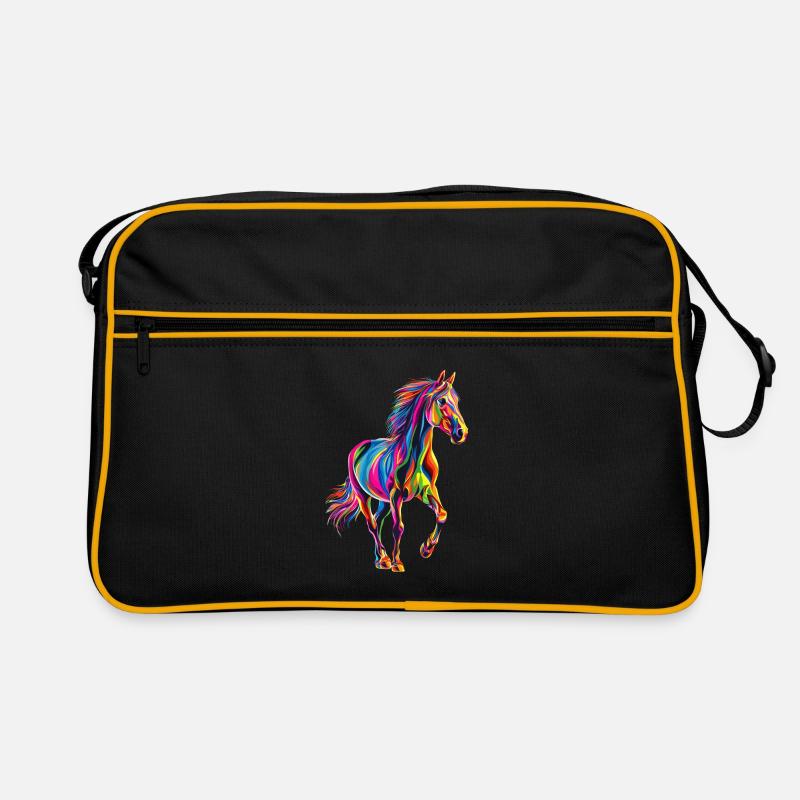 Pferd - Retro Tasche - Schwarz/Gold