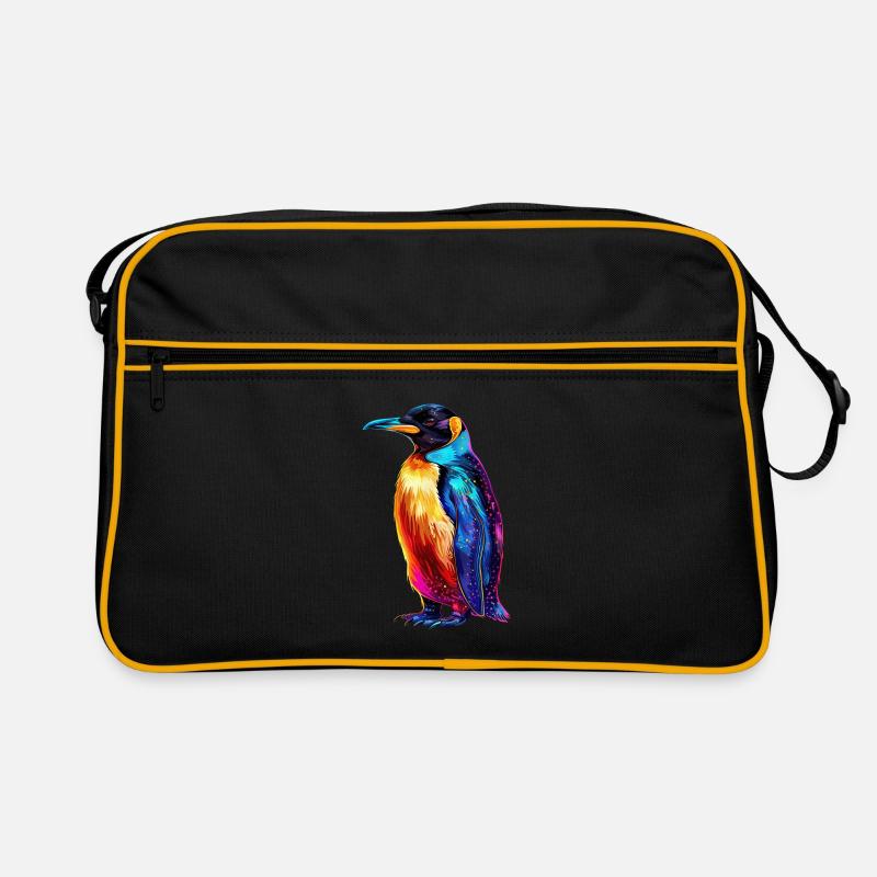 Pinguin - Retro Tasche - Schwarz/Gold