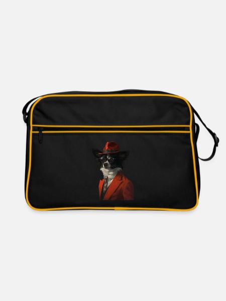Schmetterling - Retro Tasche - Schwarz/Gold