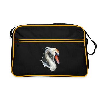 Schwan - Retro Tasche - Schwarz/Gold - Vorne