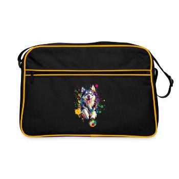 Alaskan Malamute - Retro Tasche - Schwarz/Gold - Vorne