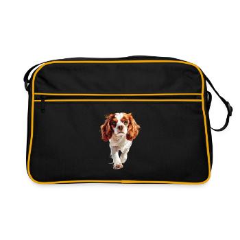 Cavalier King Charles - Retro Tasche - Schwarz/Gold - Vorne