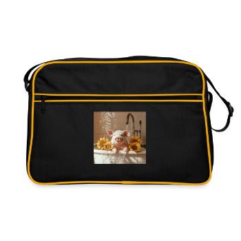 Schwein - Retro Tasche - Schwarz/Gold - Vorne