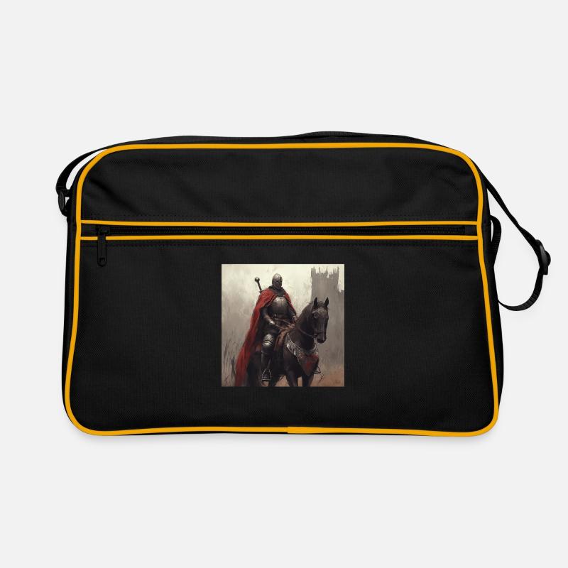 Ritter auf Pferd - Retro Tasche - Schwarz/Gold