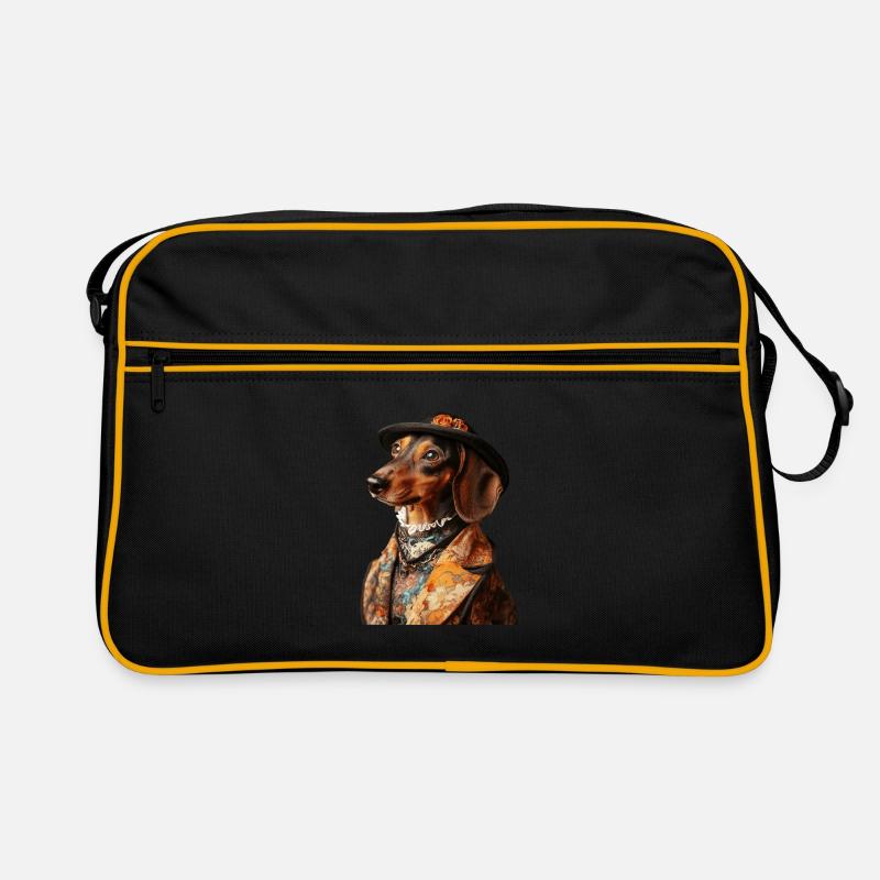 Dackel - Retro Tasche - Schwarz/Gold