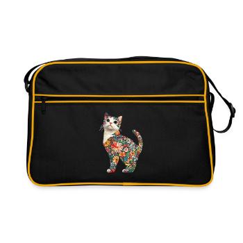 Schottische Faltohrkatze - Retro Tasche - Schwarz/Gold - Vorne