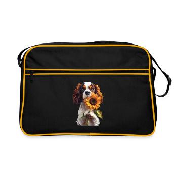 Cavalier King Charles - Retro Tasche - Schwarz/Gold - Vorne