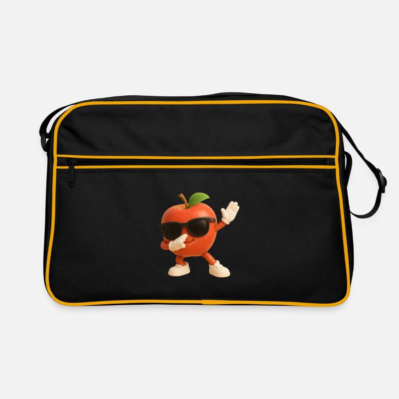 Apfel - Retro Tasche - Schwarz/Gold