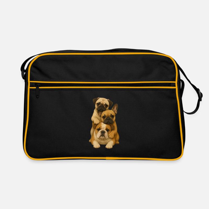 Hund Hunde Süße Hunde - Retro Tasche - Schwarz/Gold