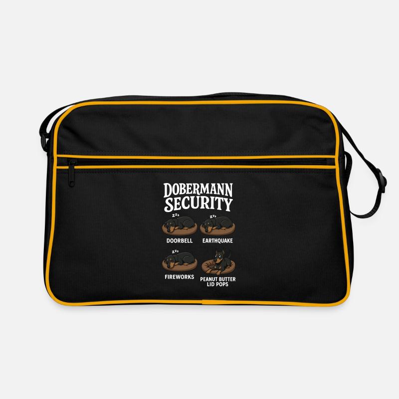 Dobermann - Retro Tasche - Schwarz/Gold