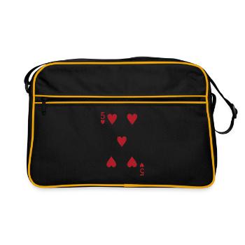 Cartes Coeur Five Skat Poker Doppelkopf - Sac Retro - noir/or - Devant