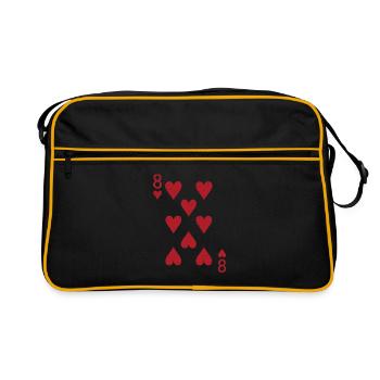 Cartes Coeur Huit Skat Poker Doppelkopf - Sac Retro - noir/or - Devant