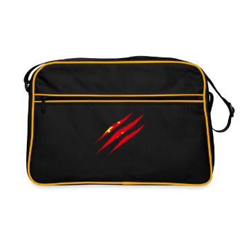 China Flag Scratch Cut Claws Scratch Asia - Retro Bag - black/gold - Front