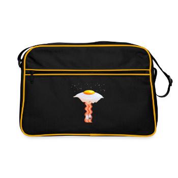 Drôle de design oeuf frit ufo faisceaux poivre sel - Sac Retro - noir/or - Devant