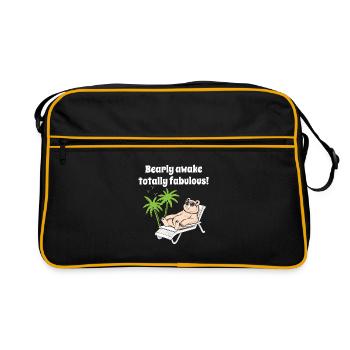 Bear in sunglasses chilling in deck chair palm trees - Retro Bag - black/gold - Front