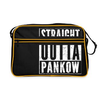 STRAIGHT OUTTA PANKOW lustiges Berlin Shirt - Retro Tasche - Schwarz/Gold - Vorne