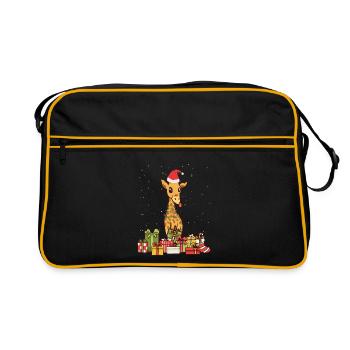 Girafe lumières de Noël Santa Hat cadeau de Noël - Sac Retro - noir/or - Devant
