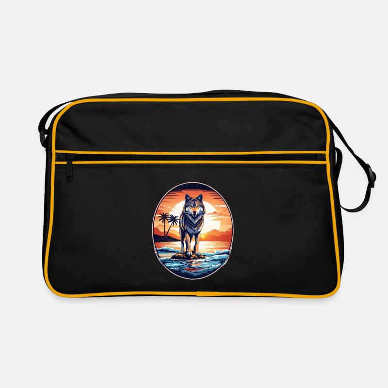Wolf on the beach Retro Bag
