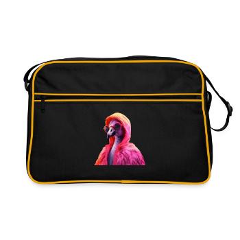 Flamant rose avec lunettes de soleil Colorful Cool Flamants roses - Sac Retro - noir/or - Devant