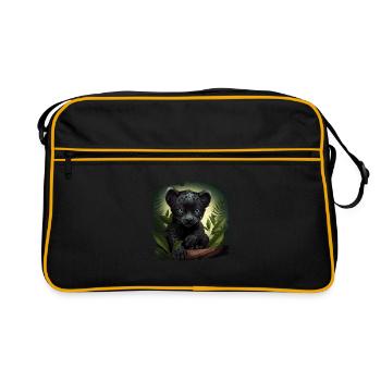 Black Baby Jaguar Wildcat Africa Wilderness - Sac Retro - noir/or - Devant