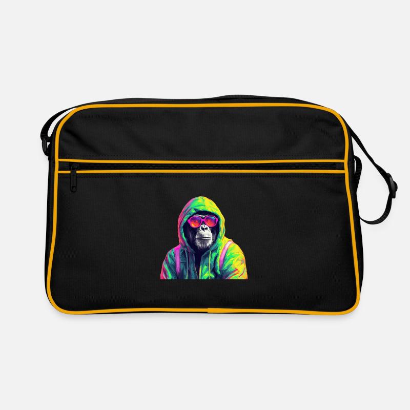 Schimpanse mit Sonnenbrille Bunt Cooler Affe Retro Tasche