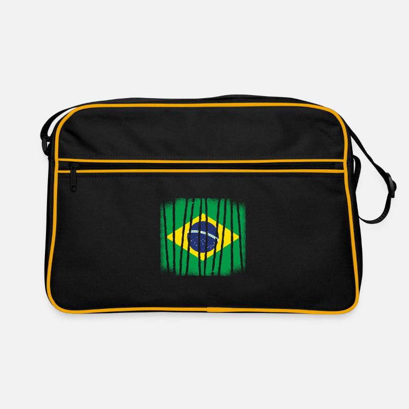 Brésil Drapeau Brésilien Drapeau Amérique du Sud - Sac Retro - noir/or